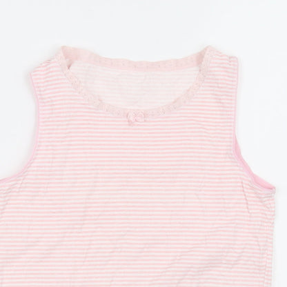 Debenhams Girls Pink Striped  Basic Tank Size 12-13 Years