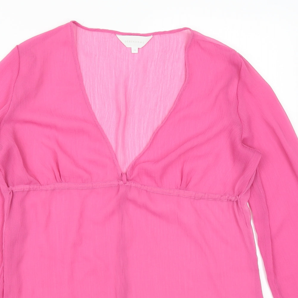 Womens UK Size 10 Debenhams Pink Basic Blouse