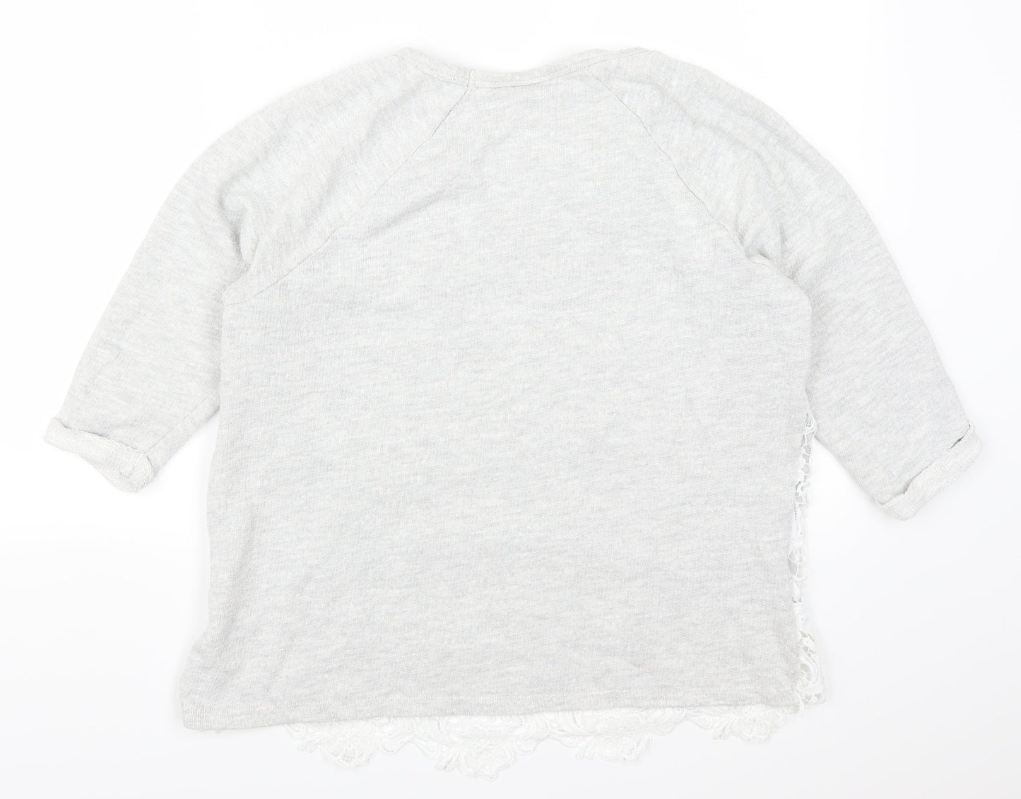 Dantelle Womens Grey Floral Lace Pullover Jumper Size M