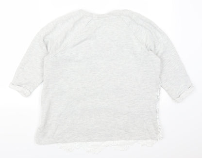 Dantelle Womens Grey Floral Lace Pullover Jumper Size M