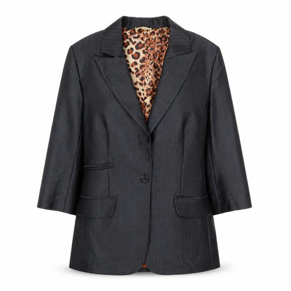 Jaya Womens Grey Striped  Jacket Suit Jacket Size S