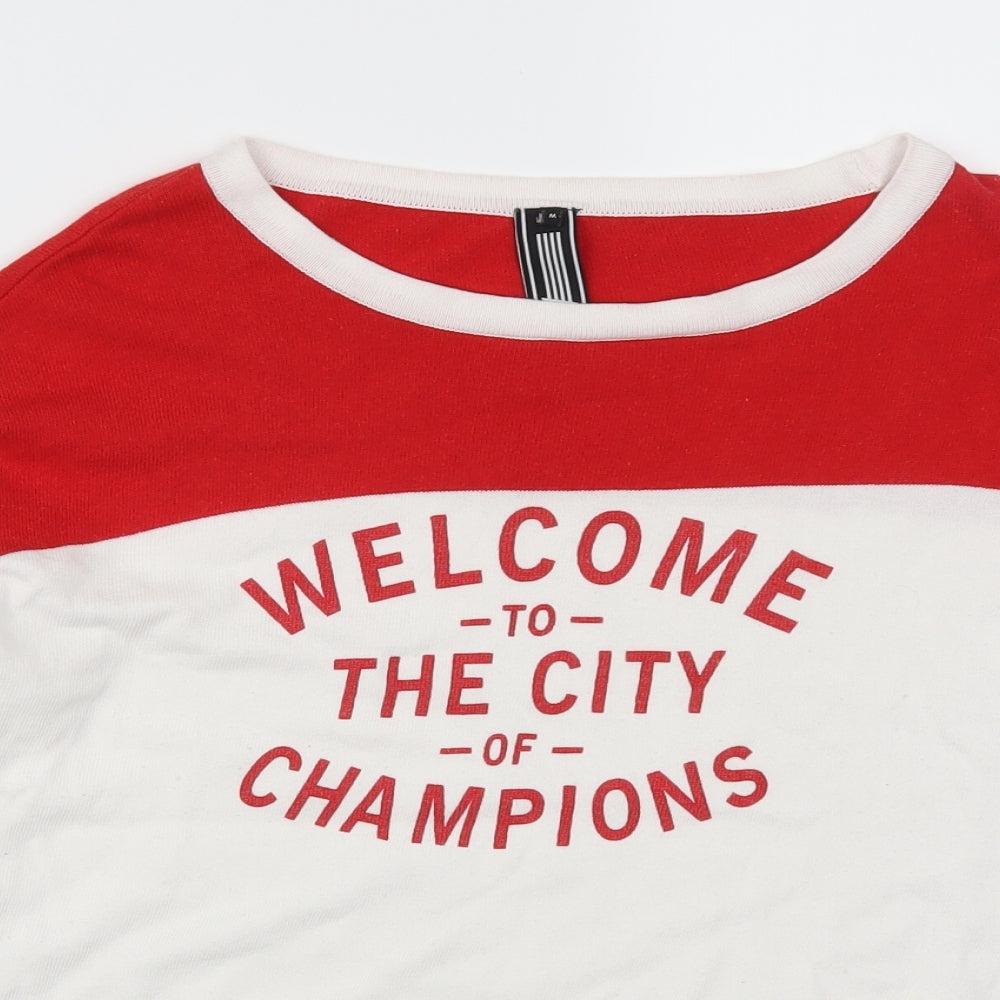 Preworn Mens Red Striped  Pullover Jumper Size M  - Welcome to the City of Champions