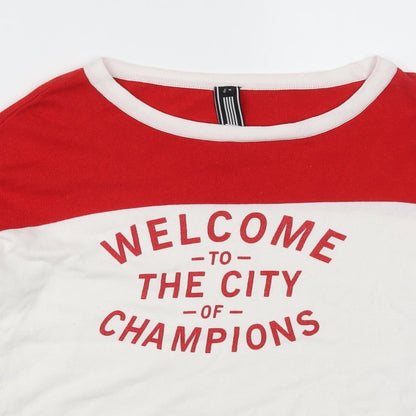 Preworn Mens Red Striped  Pullover Jumper Size M  - Welcome to the City of Champions