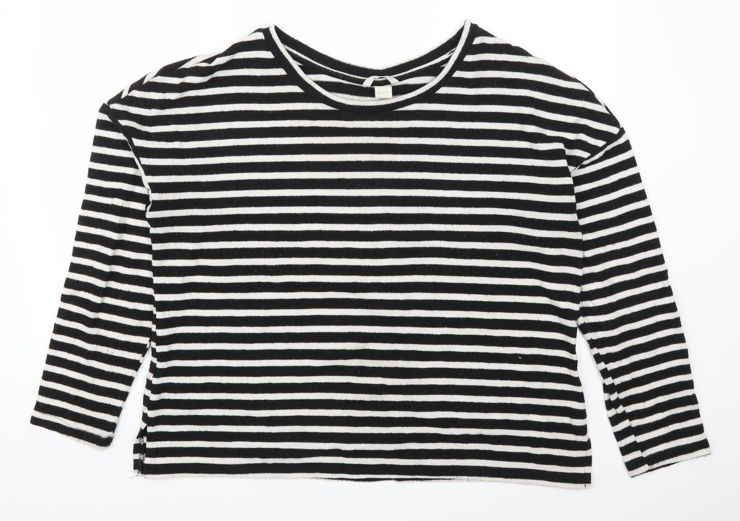 H&M Womens Beige Striped  Pullover Sweatshirt Size L