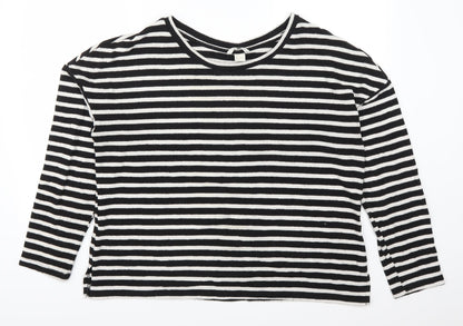 H&M Womens Beige Striped  Pullover Sweatshirt Size L