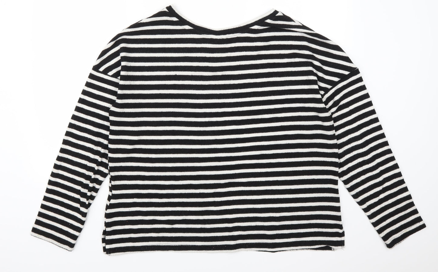 H&M Womens Beige Striped  Pullover Sweatshirt Size L