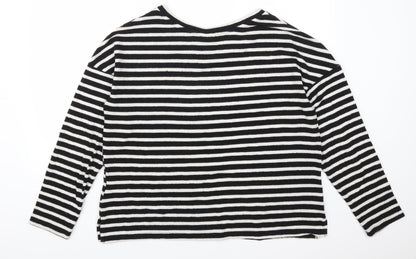 H&M Womens Beige Striped  Pullover Sweatshirt Size L