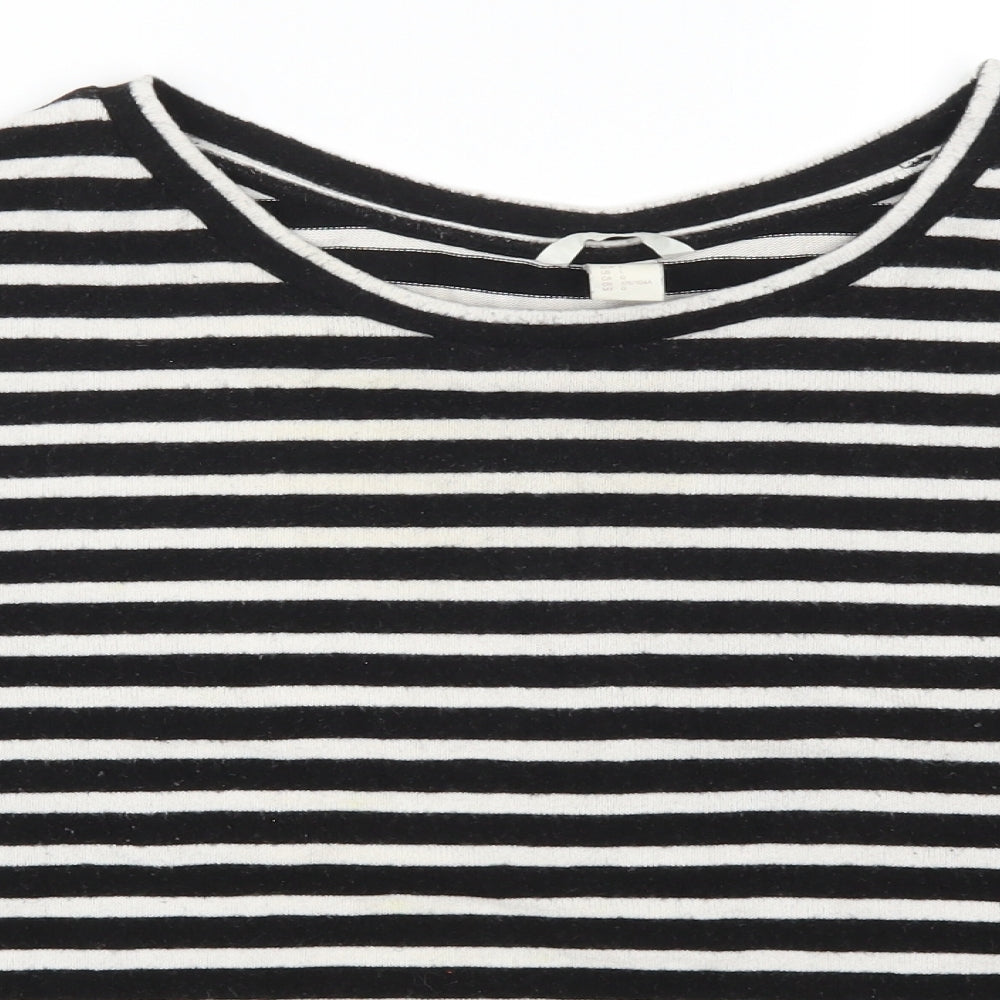 H&M Womens Beige Striped  Pullover Sweatshirt Size L