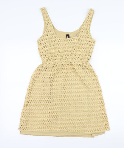 Johann Earl Womens Beige  Crochet Skater Dress  Size M