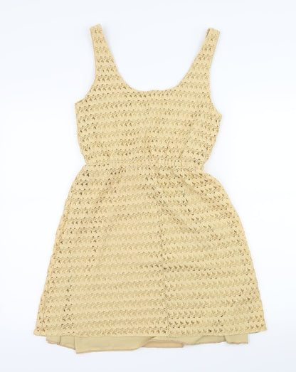 Johann Earl Womens Beige  Crochet Skater Dress  Size M