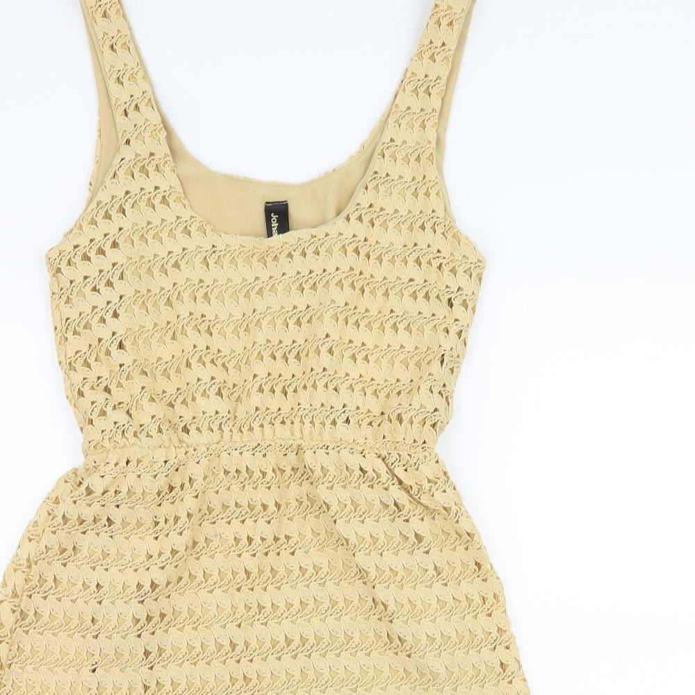 Johann Earl Womens Beige  Crochet Skater Dress  Size M