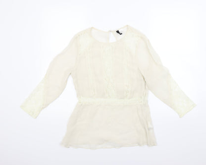 Divided by H&M Womens Ivory Floral  Basic Blouse Size 10