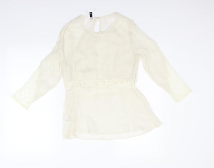 Divided by H&M Womens Ivory Floral  Basic Blouse Size 10