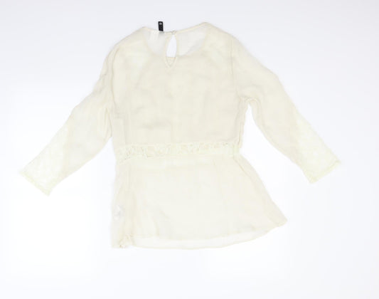 Divided by H&M Womens Ivory Floral  Basic Blouse Size 10