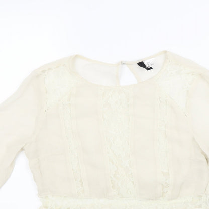 Divided by H&M Womens Ivory Floral  Basic Blouse Size 10