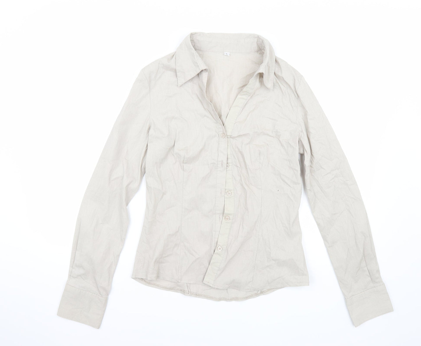 Womens UK Size L Preworn Grey Basic Button-Up