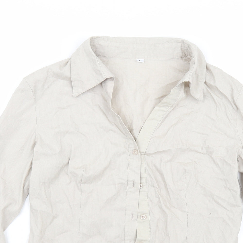Womens UK Size L Preworn Grey Basic Button-Up