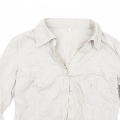 Womens UK Size L Preworn Grey Basic Button-Up