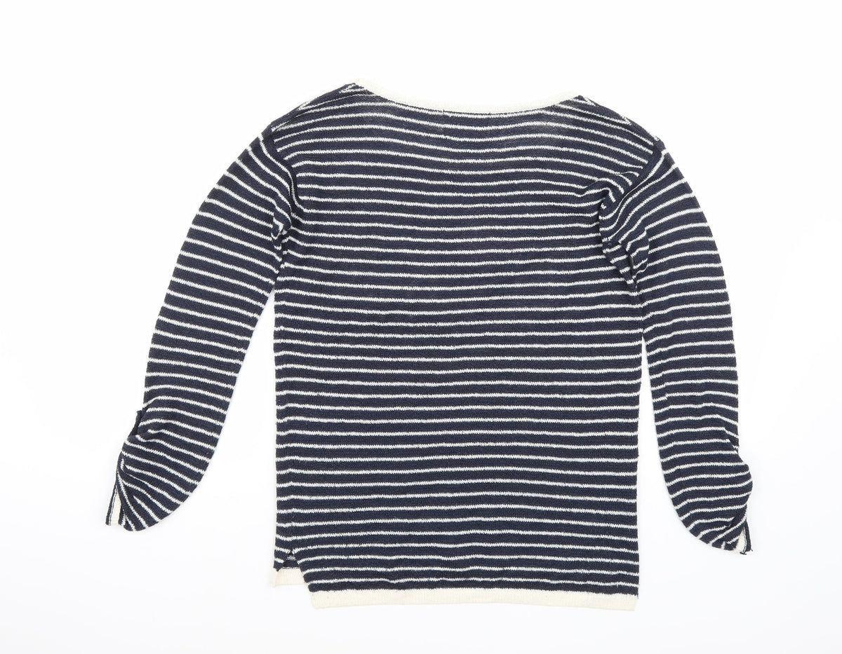 BSK Womens Blue Striped  Pullover Jumper Size M