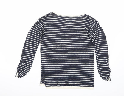 BSK Womens Blue Striped  Pullover Jumper Size M