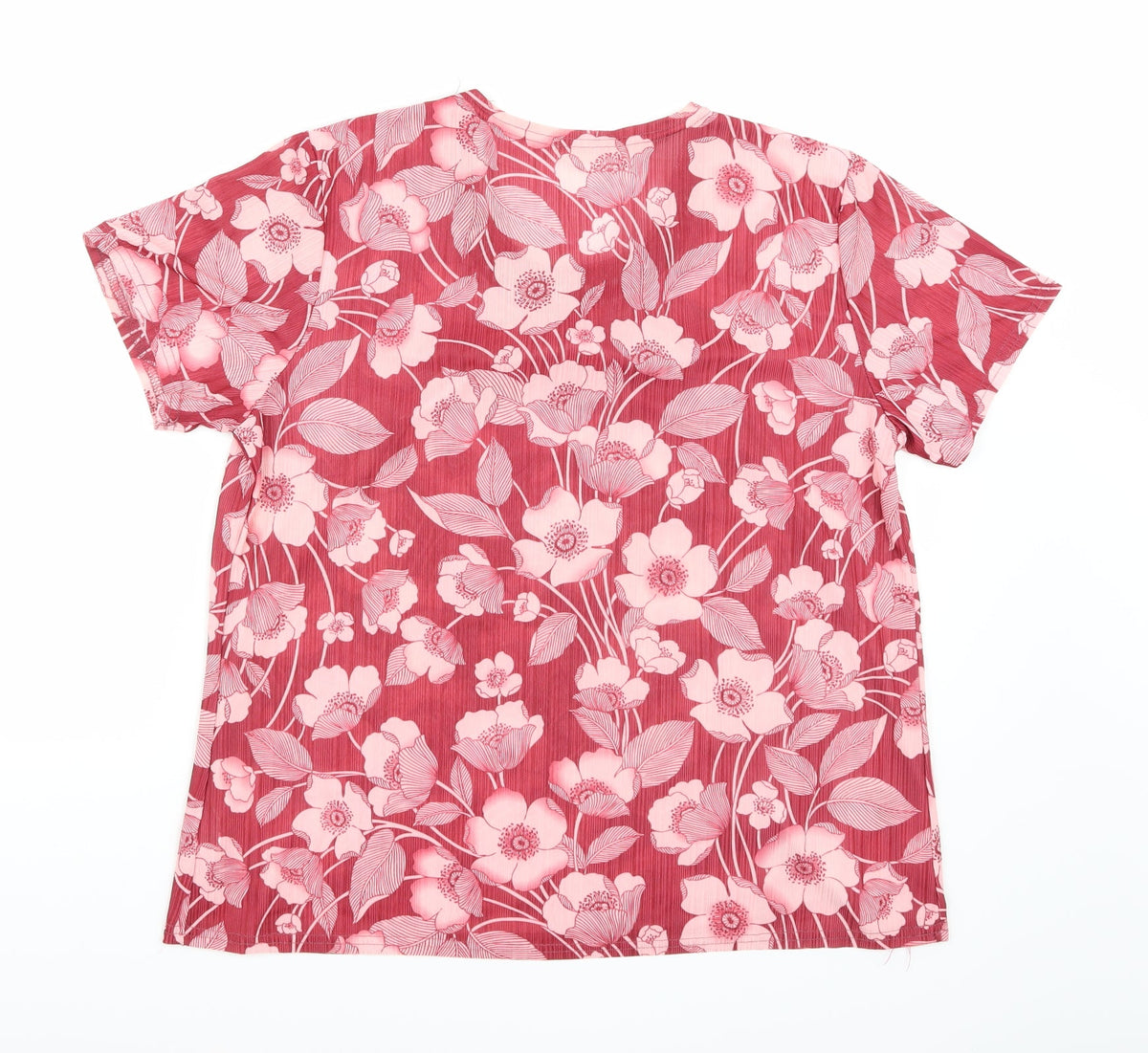 Fang hua Womens Pink Floral  Basic Blouse Size XL