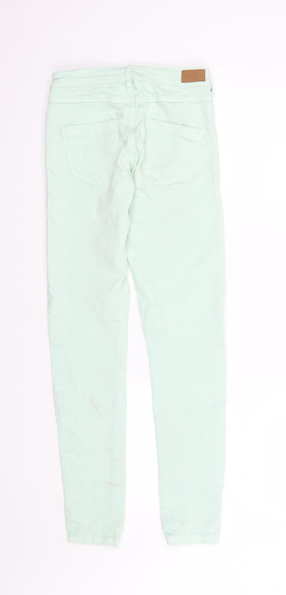 Bershka Womens Green  Denim Skinny Jeans Size 8 L29 in