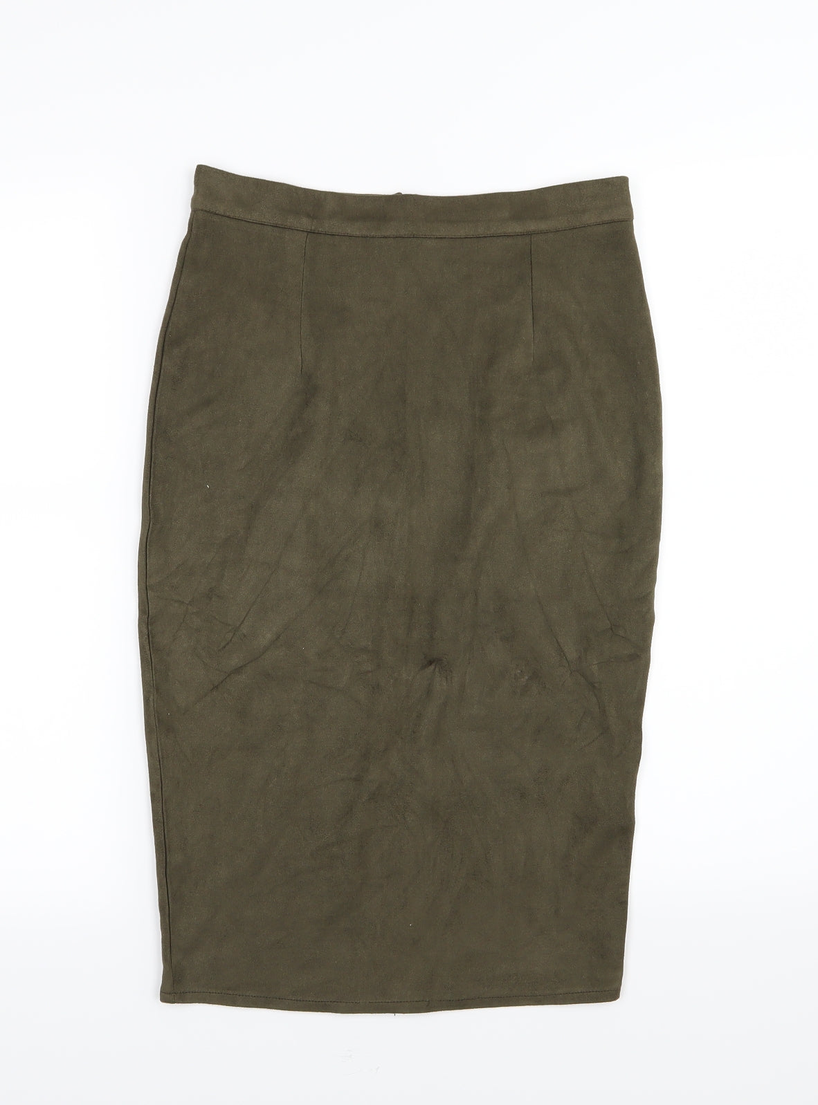 Missguided Womens Green  Velour Straight & Pencil Skirt Size 10