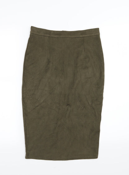 Missguided Womens Green  Velour Straight & Pencil Skirt Size 10