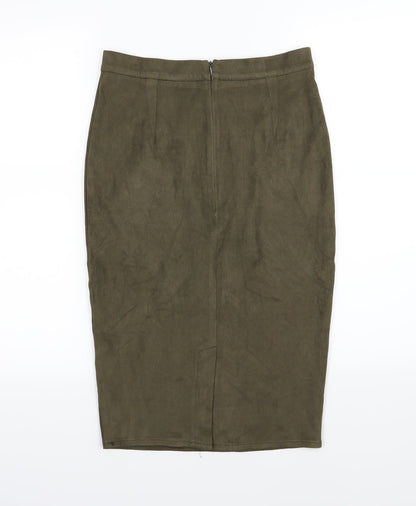 Missguided Womens Green  Velour Straight & Pencil Skirt Size 10
