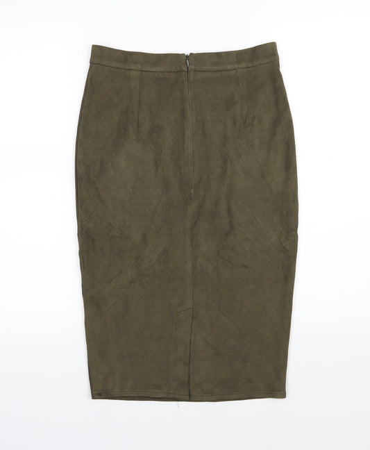 Missguided Womens Green  Velour Straight & Pencil Skirt Size 10
