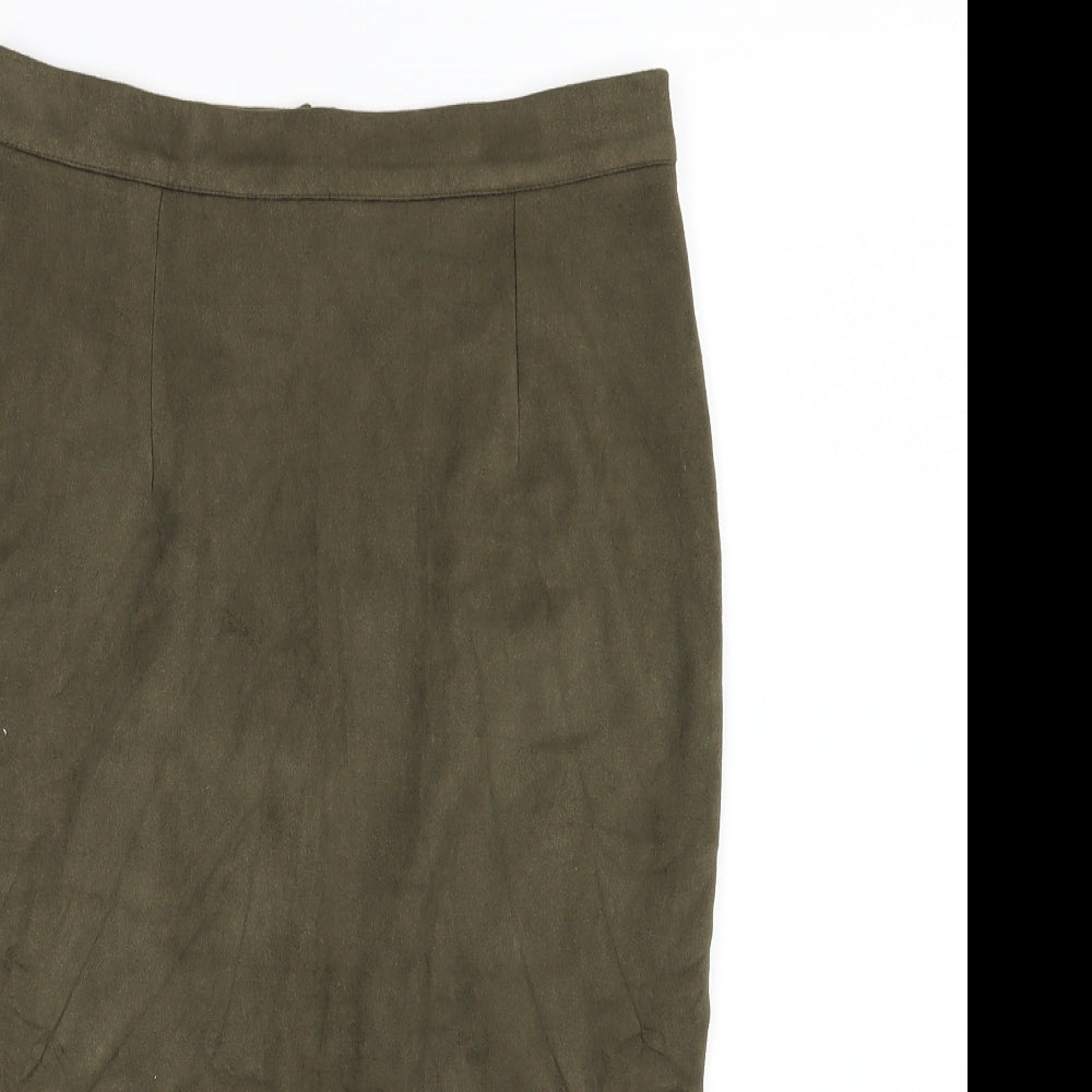 Missguided Womens Green  Velour Straight & Pencil Skirt Size 10