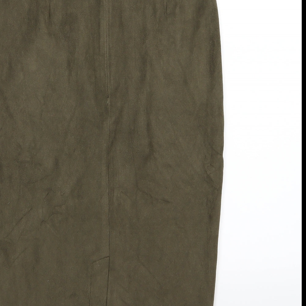 Missguided Womens Green  Velour Straight & Pencil Skirt Size 10