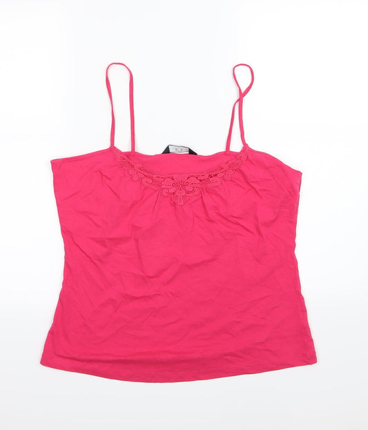 F&F Womens Pink Floral Jersey Basic Tank Size 16