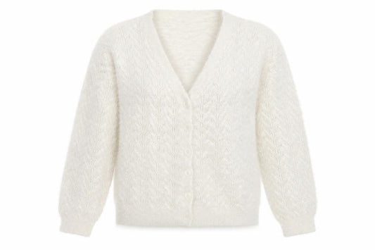 B young Womens White  Knit Cardigan Jumper Size L