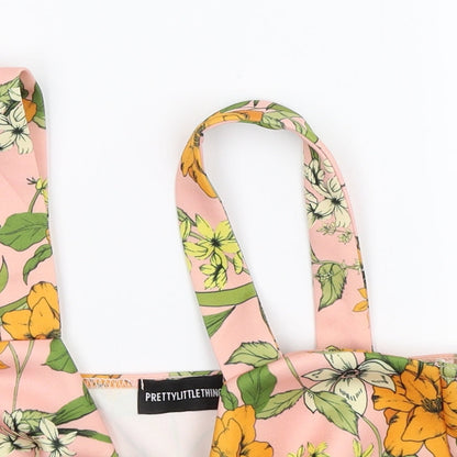 PRETTYLITTLETHING Womens Pink Floral  Basic Tank Size 10