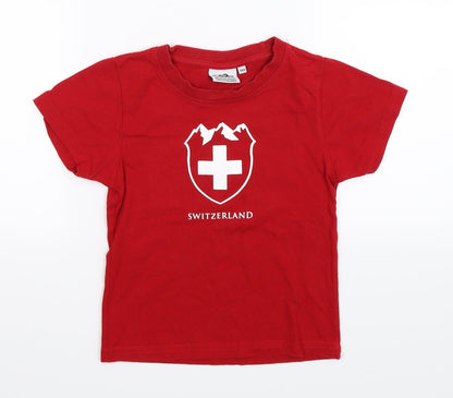 Alba Creation Boys Red   Basic T-Shirt Size 4 Years