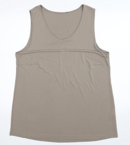 Womens UK Size XL Preworn Beige Basic Tank