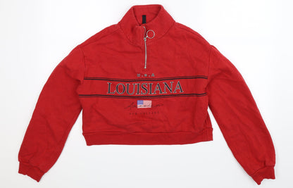 Divided Womens Red   Pullover Sweatshirt Size S