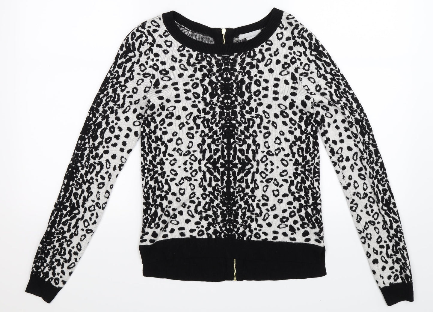 H&M Womens Multicoloured Animal Print Knit Pullover Jumper Size XS