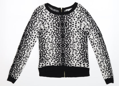 H&M Womens Multicoloured Animal Print Knit Pullover Jumper Size XS
