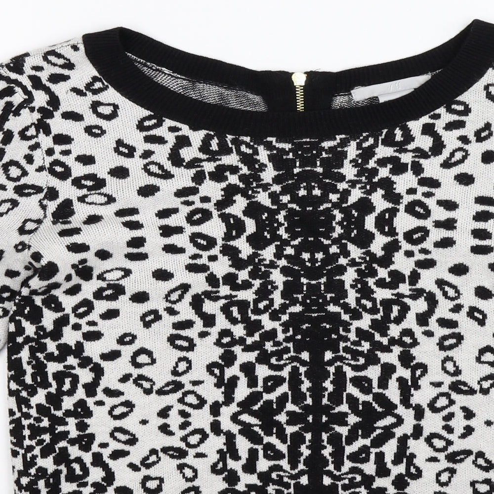 H&M Womens Multicoloured Animal Print Knit Pullover Jumper Size XS