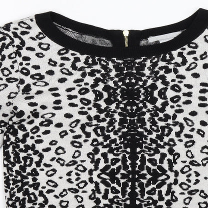 H&M Womens Multicoloured Animal Print Knit Pullover Jumper Size XS