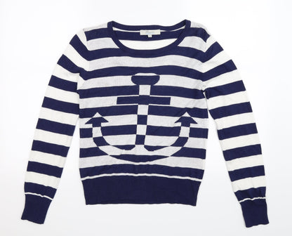 Peacocks Womens Blue Striped Knit Pullover Jumper Size 10