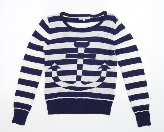 Peacocks Womens Blue Striped Knit Pullover Jumper Size 10