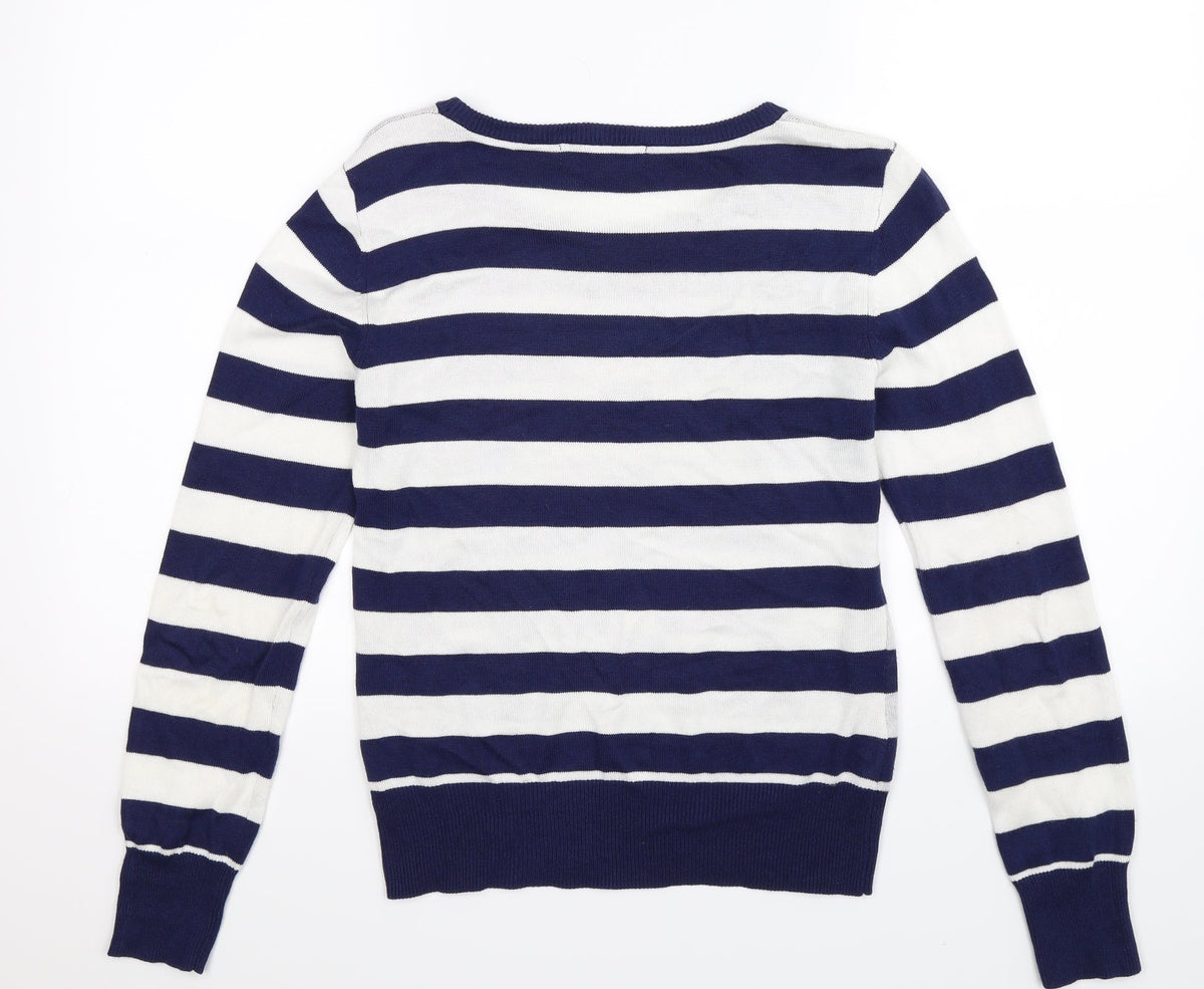 Peacocks Womens Blue Striped Knit Pullover Jumper Size 10