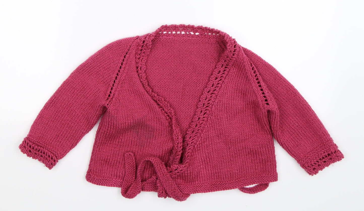Preworn Girls Pink  Knit Cardigan Jumper Size S