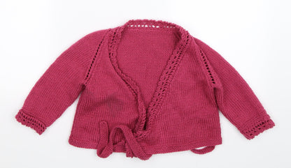 Preworn Girls Pink  Knit Cardigan Jumper Size S