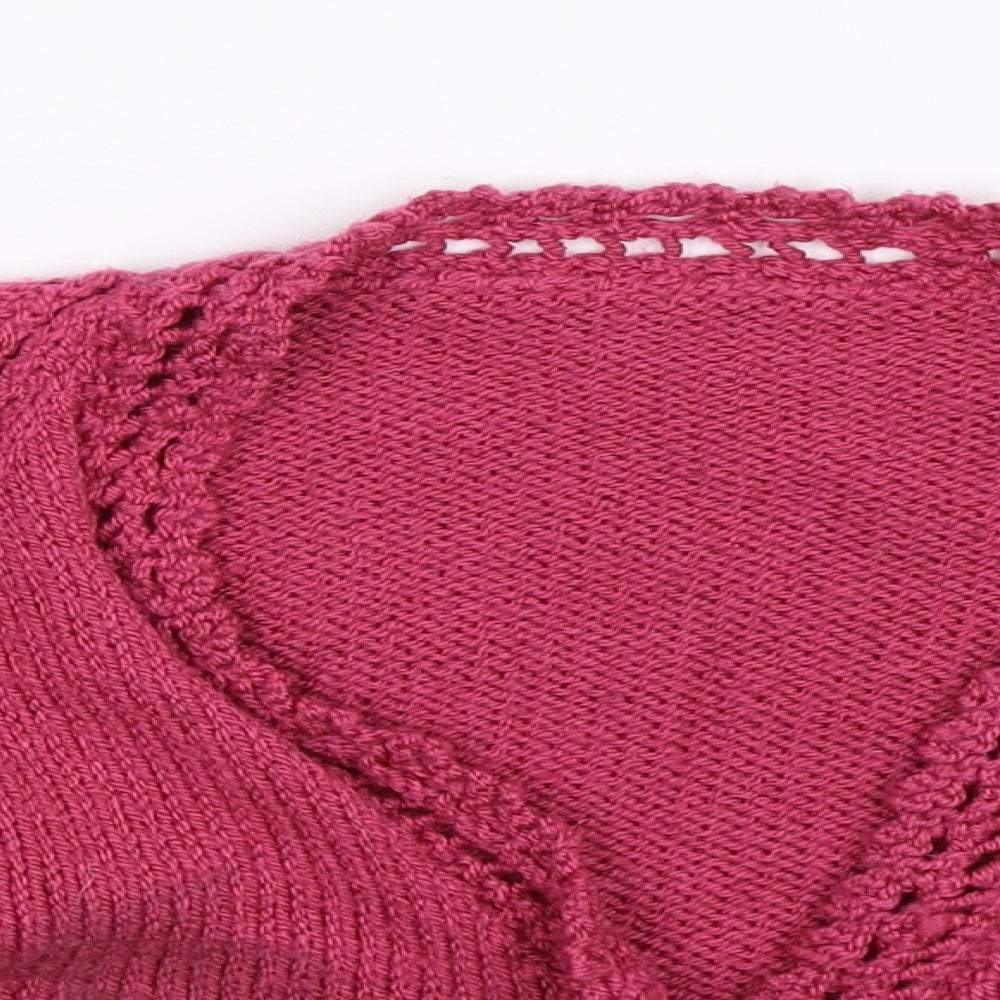 Preworn Girls Pink  Knit Cardigan Jumper Size S