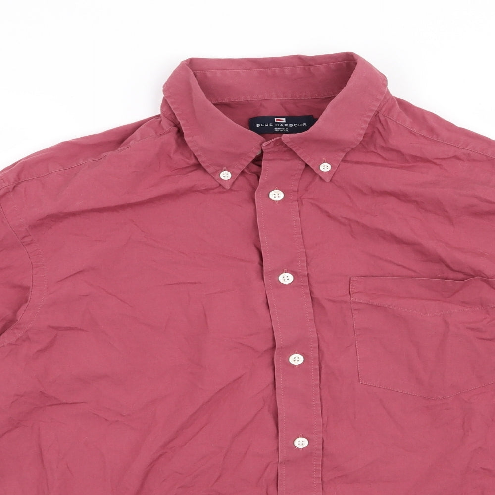 Mens UK Size M Blue Harbour Red  Button-Up Long Sleeve Casual Shirt