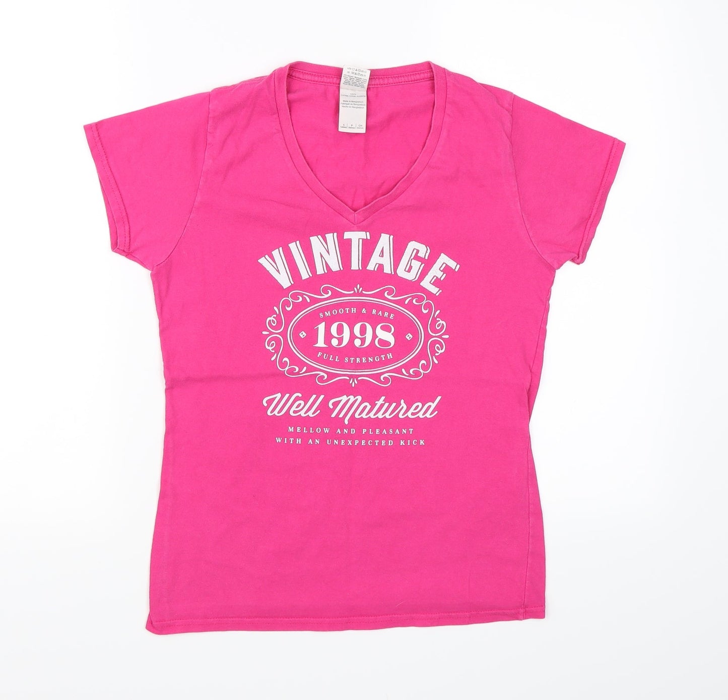 Womens UK Size S Gildan Pink Basic T-Shirt